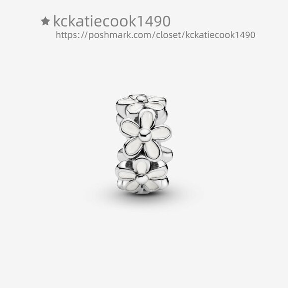 Pandora White Daisy Flower Spacer Charm - Picture 2 of 4